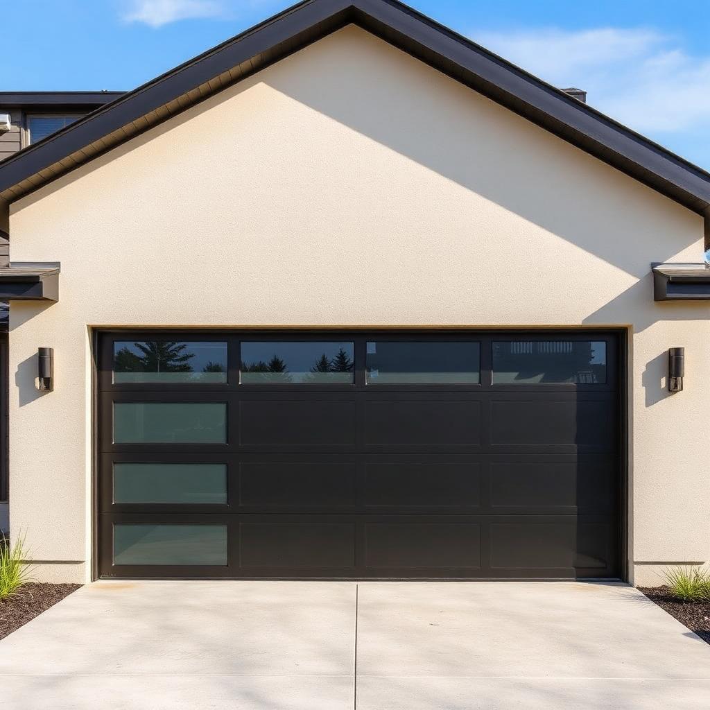 Contemporary black aluminum garage door