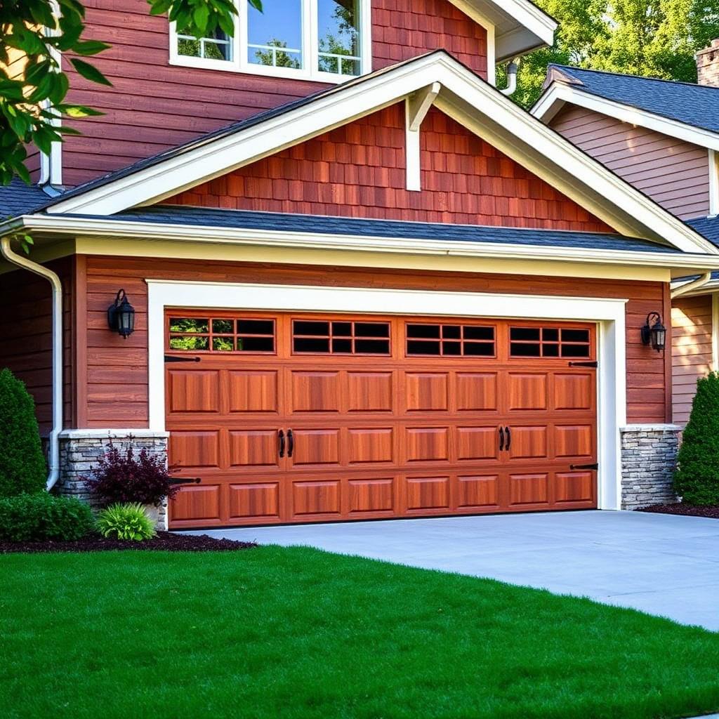 Carriage style wooden garage door