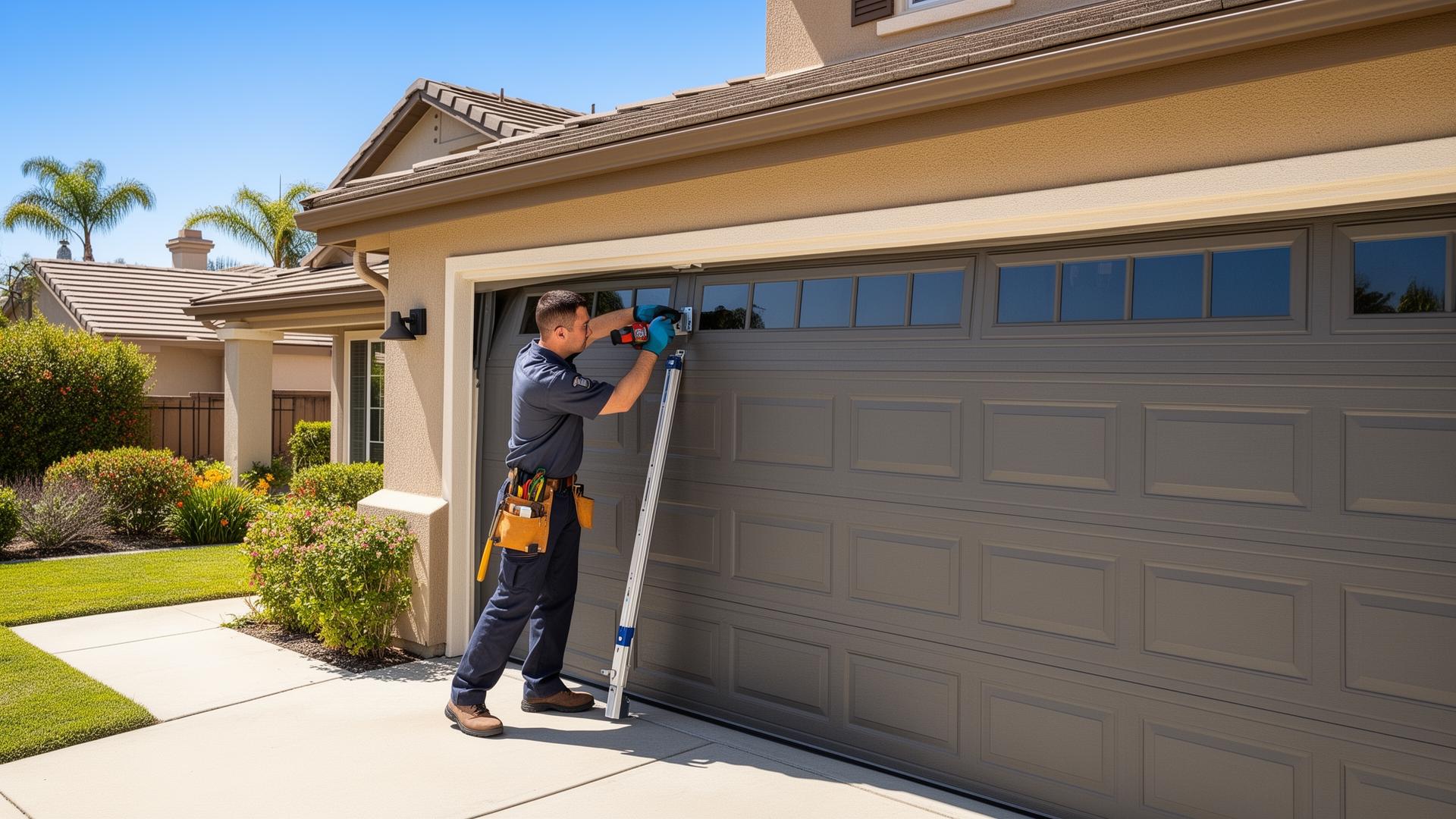 Professional garage door service technician